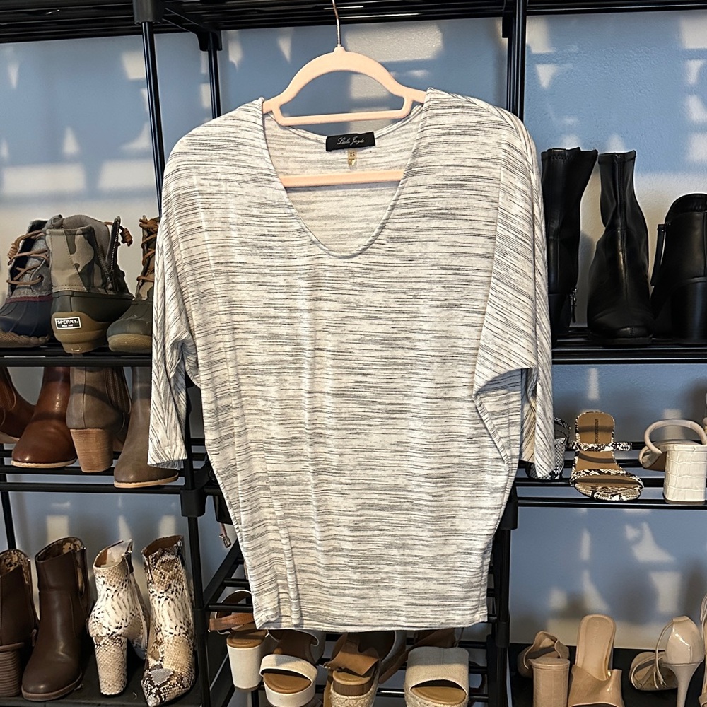 Laila Jayde Light Gray Scoop Neck Sweater